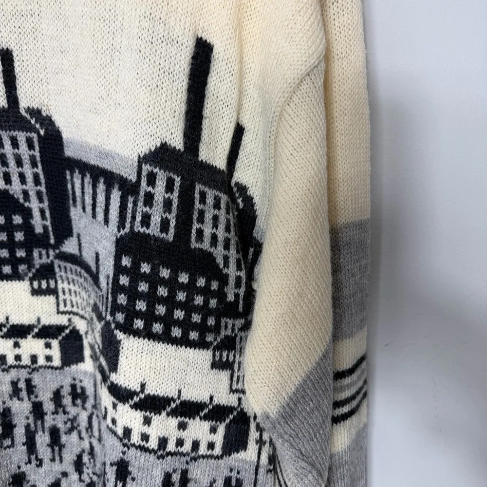 Vintage Westmorland Knit 100% Wool Sweater City Neutrals Crewneck Size Large *O - Picture 5 of 14